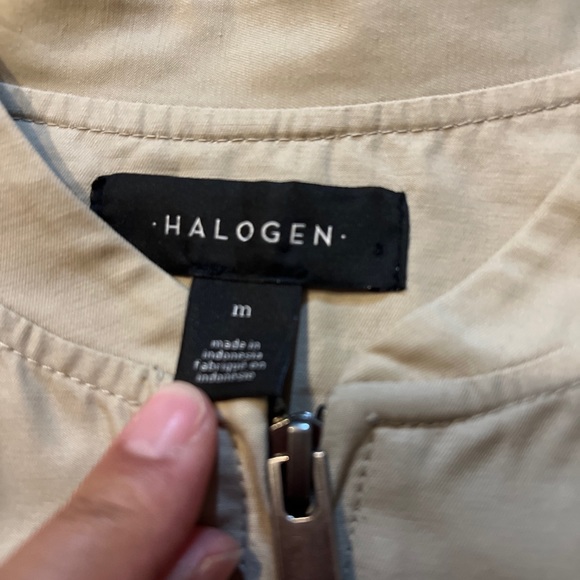 Halogen Zipper Front Ruffle Bell Sleeve Tan Blazer Jacket -Size M boho casual - Picture 3 of 7